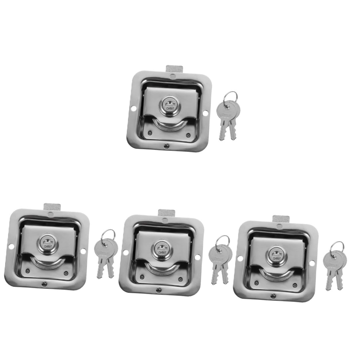 4ensembles Verrou Acier Inoxydable Pour Serrure De Type Encastré Pour Boîte à Outils Et Accessoires De Camping- Clés Incluses