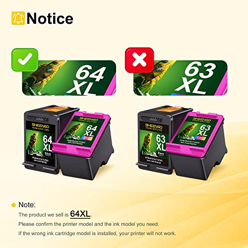 64Xl Ink Cartridge Combo Pack High Yield Replacement For Hp Ink 64 64 Xl For Envy Photo 7858 7855 7155 6255 6252 7120 6232 7158 7164 Envy 7255E 7955E 7958E Tango X Printer (1 Black, 1 Tri-Color) #TOP1