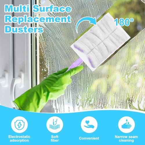Image of Mimorou 100 Pcs Disposable Dusters Refills Bulk Heavy Duty 180 Multi Surface Replacement Dusters for Cleaning Ceiling Fan with Microfibers Unscented (Modern Colors)