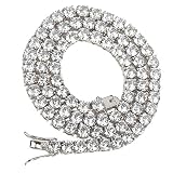 [silver KYASYA] 太め 6mm テニスチェーンネックレス メンズ シルバー ゴールド 金 テニス キラキラ 派手 ヒップホップ ダンサー DJ HIPHOP ラッパー 存在感 男性(シルバー, 24)