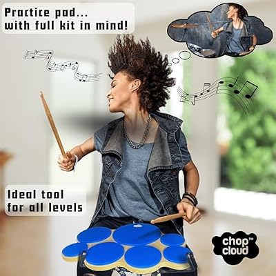 Drum Practice Pad - Compact Multi-target Drumming Practice Pad for Pattern and Phrasing Development - Standard Drum Kit Layout - 7 Silent Pads with Perfect Rebound