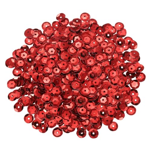 QUARKZMAN 800 lentejuelas sueltas de 8 mm, redondas, iridiscentes, arcoíris, con agujeros, 20 g (0,7 oz) para coser, bordar, ropa, manualidades, decoración, color rojo.