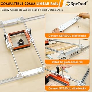 SpeTool Linear Rail Router Sled Slide Connector with Dust Collection, Fit for SBR20UU and SCS20UU Linear Rails, with Acrylic Router Plate Compatitable with Multiple Routers