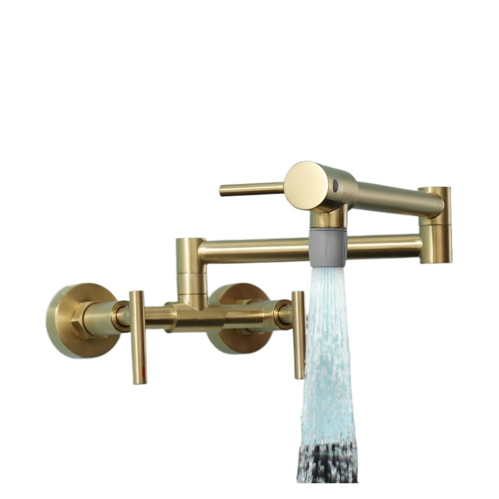 ZQFHSX Pot Filler Faucet Wall Mounted Kitchen Mixer Tap Brass Spout Hot and Cold Water with Dual Handle DIY Renovation(Model E)