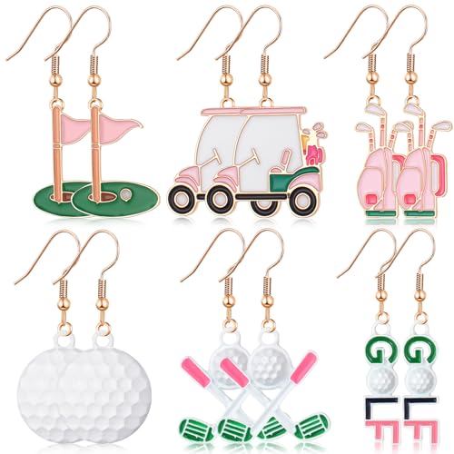 6 Pairs Golf Theme Earrings