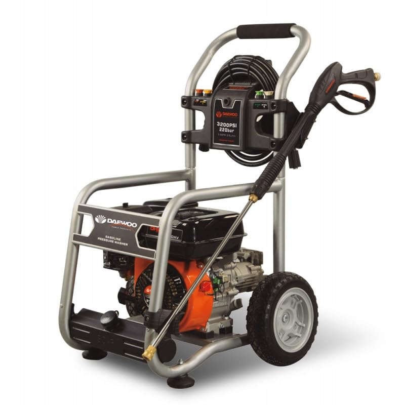 Daewoo Hidrolimpiadora a Gasolina DGPW-3100H-K - 160 Bares, 568 L/h, Motor 208cc, Arranque Manual, Tanque 3.6L, Incluye Boquillas y Llave de Bujía 700.162