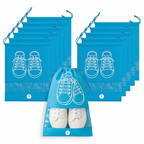 Image of Btag Shoe Bag for Travel & Storage | Water-Resistant Shoe Organizer for Men & Women | Portable, Foldable Shoe Cover for Luggage & Closet | Travel Accessories for Footwear Protection (Blue,Pack of 12)