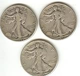 WALKING LIBERTY SILVER HALF DOLLARS- 3 DIFFERENT DATES- 1944, 1945,1946