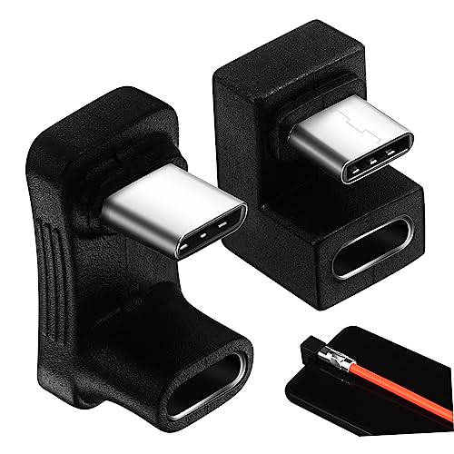 KICHOUSE 2Pcs USB C Adapter U Shape Right Angle Connector for Laptop Tablet Compact Lightweight Type C Extension Portable USB C Adapter