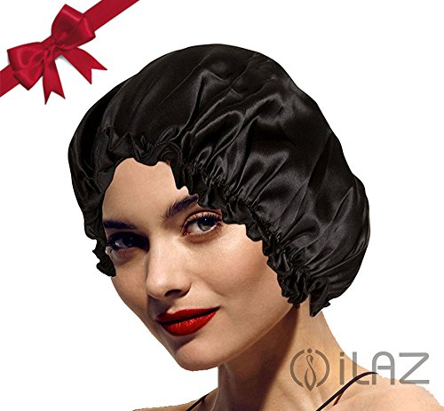 Natural Silk Night Cap by iLAZ - Large Size Fits Most Head Cover Bonnet for Haircare, Silk Cap for Sleeping - NO MORE BED HEAD!