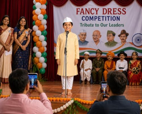 Image of Raj Costume Freedom Fighter Costume for Kids | Independence Day Fancy Dress | Patriotic School Function Dress | Boys & Girls