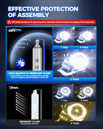 Image of Marsauto D4S HID Xenon Bulbs 600% Brightness 6500K Cool White 66440 42402 42402 Replacement 35W IP68 Waterproof Pack of 2