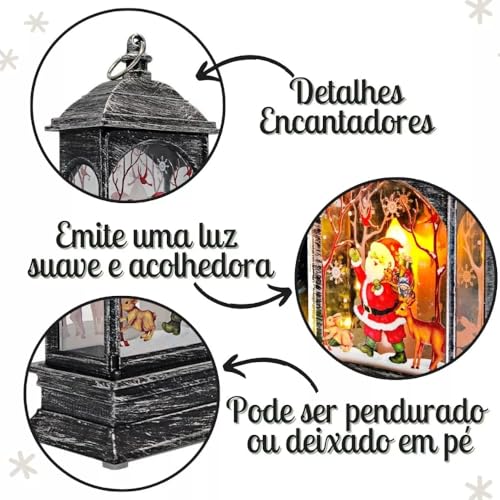 Luminária Lamparina Led Decoração Enfeite Natal Papai Noel