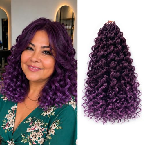 Pre Looped GoGo Curl Crochet Hair, 10 Inch, 8 Packs, 1B/Purple