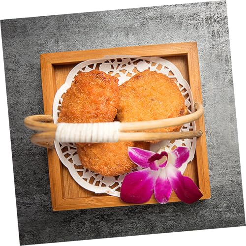 Bandeja para sushi estilo japonés de bambú con asa miniatura 6