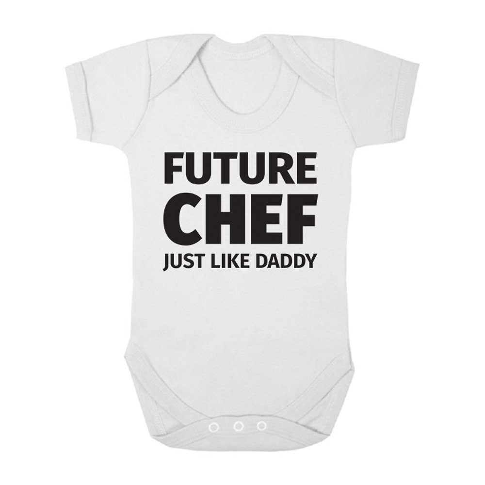 Shopagift Future Chef Like Daddy Cute Boys and Girls Baby Vest Bodysuit (White, 0-3 Months)