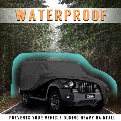 Image of Car Body Cover for Mahindra Thar (Grey with Mirror)