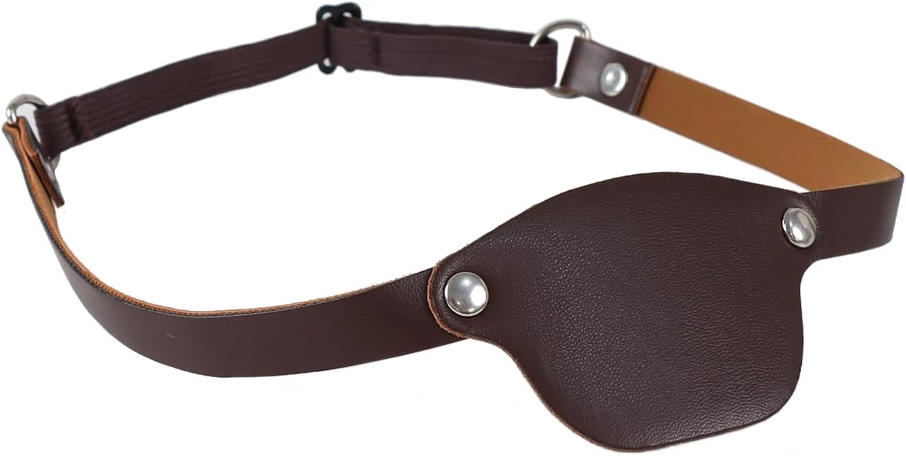 2 Pcs Medieval Leather Pirate Eye Patch Vintage Viking Eyepatch for Left or Right Eye Pirate Cosplay Accessory