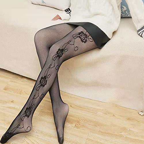 LAKEMON Sexy-in-Winter Fleece Lined Leggings, Sexy Fishnet Bas, High Waisted Winter Warm Translucent Tight, Sexy Tights for Women (Rose,200g) Cover