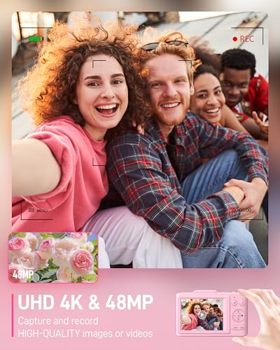 Câmera digital, câmera digital FHD 1080p infantil com zoom de 16x, cartão de 32 GB, câmeras compacta