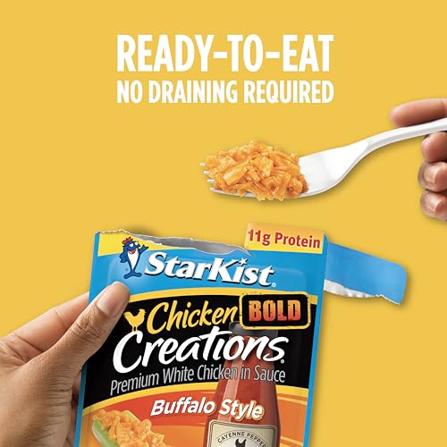 Image of StarKist Chicken Creations BOLD Buffalo Style Pouch (2.6 oz - 4 Pack) Fully Cooked High Protein White Meat, Gluten Free, No Draining, Ready to Eat for Salad and Sandwiches