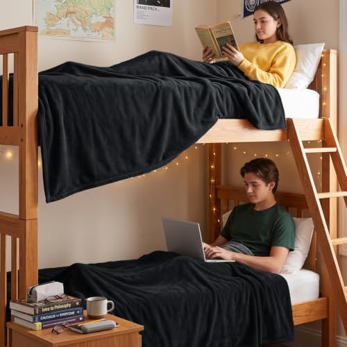 Image of Utopia Bedding Soft Fleece Bed Blanket Twin XL Size Black (90x76 Inch)