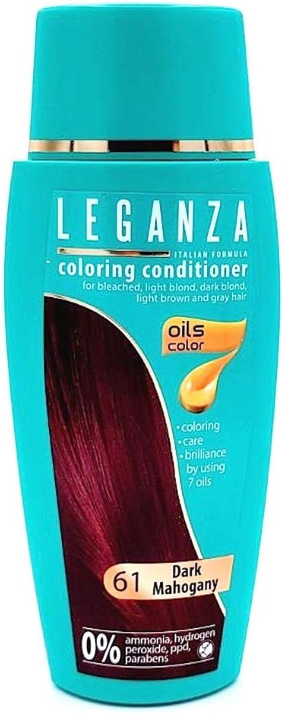 Leganza Hair Coloring Conditioner Natural Balm Color Dark Mahagony Nº 61, 61 Dark Mahagony, 150 ml (Pack of 1)