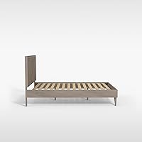 Vista 7 de eLuxurySupply Marco de cama de plataforma de madera de caoba con cabecero Queen, gris