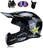 Juego de cascos de motocross: equipo de protección de moto contiene cascos de cross, gafas de cross, gafas de motocross, guantes de moto (4 unidades)