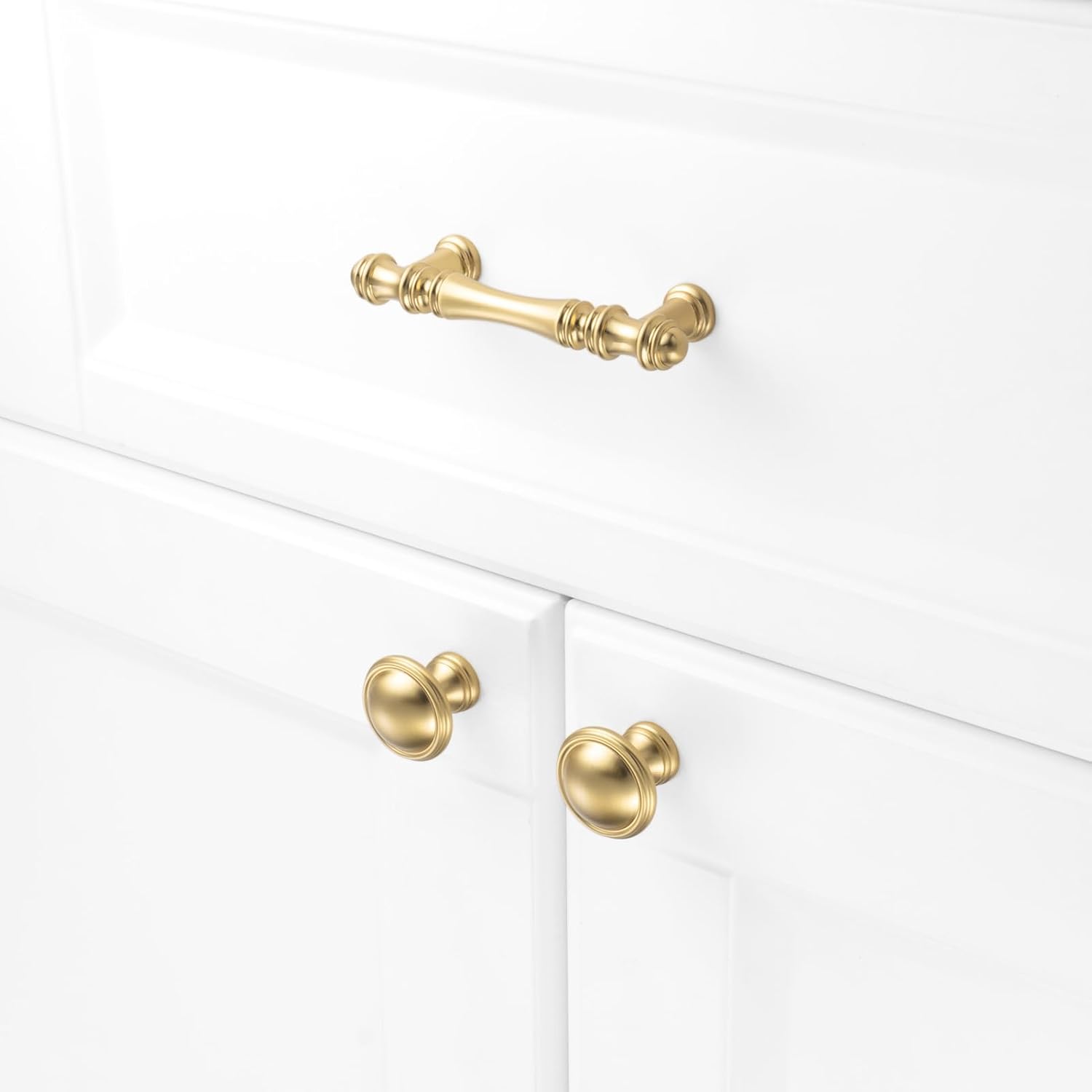 KOOFIZO 10 Pack 3 Inch Brushed Gold Kitchen Cabinet Handles Gold Cabinet Pulls Cabinet Hardware P30 for Cabinets Drawer Dresser Cupboard Bedroom Bathroom