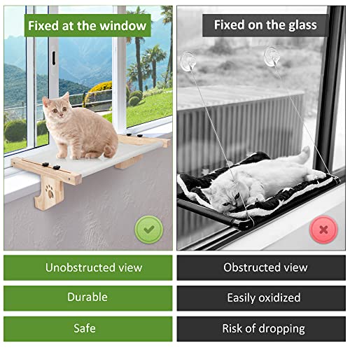 Cat Window Perch Solid Wood Cat Window Hammock Adjustable Cat Hammock For Window Removable Cat Window Bed For Indoor Cats Use Hold Up To 40Lbs #TOP6