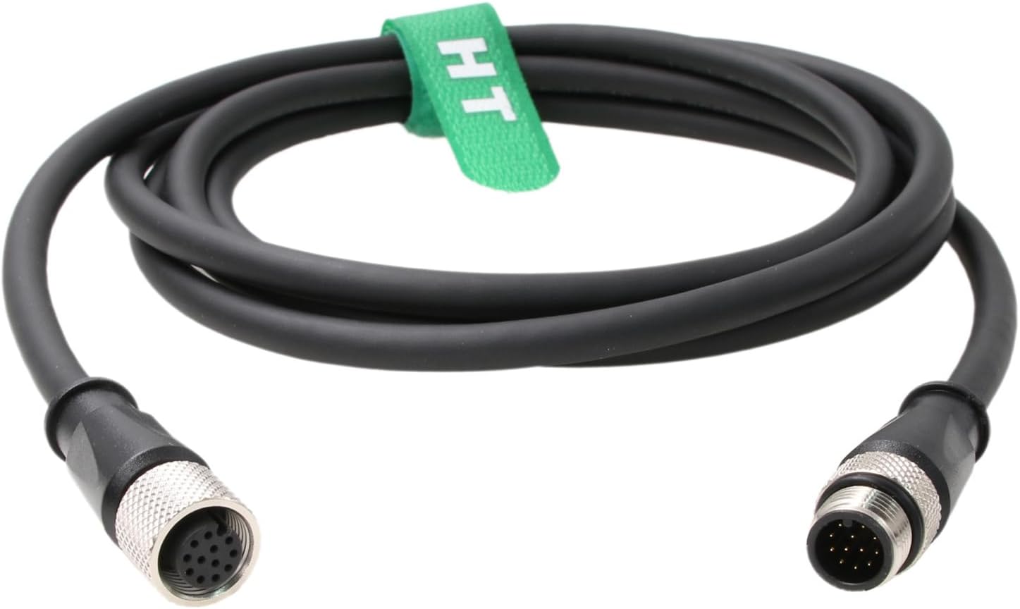 Cognex Power IO Cable for Checker 201 202 in Sight 9000 7000 2000 DataMan 300 500 Sensor Reader, M12 A-Coded 12 Pin Male to 12 Pin Female 2M