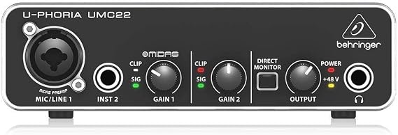 AKAI Professional MPK Mini MK3 – 25 Key USB MIDI Keyboard Controller with 8 Backlit Drum Pads & Behringer UMC22 Audiophile 2x2 USB Audio Interface with Midas Mic Preamplifier