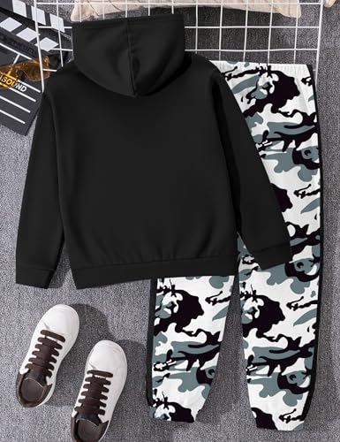 Image of Boys Clothes Boy Outfits 2-Piece Long Sleeve Hoodie and Camouflage Pants Boys Fall Winter Clothes for 6-16 Years