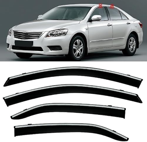 Liufangfc Normal Wind Deflectors For Camry Mk6-Xv40 2006-2011 – 4Pc Tape-On Smoked Visors, Weatherproof, Anti-Salt/Snow, Low-Noise