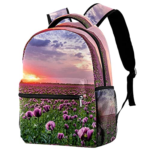 Sac à dos pour enfants à motif floral rose en tissu sergé multicolore pour filles et garçons