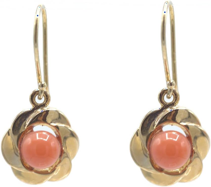 Genuine Natural Coral Earrings set in Gold-tone Base Metal
