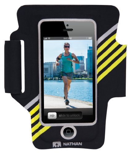 Nathan Super Sonic Armband for 2 iPhone 5, Black/Lemon Tonic, One Size