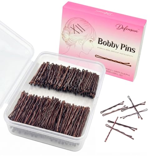 Brown Mini Bobby Pins, 1.38" Small Hair Pin for Girls & Women Hair Styling