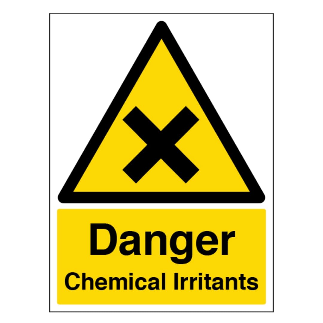 V Safety Danger Chemical Irritants - Portrait 300 x 400mm - 3mm Aluminium Composite Safety Sign