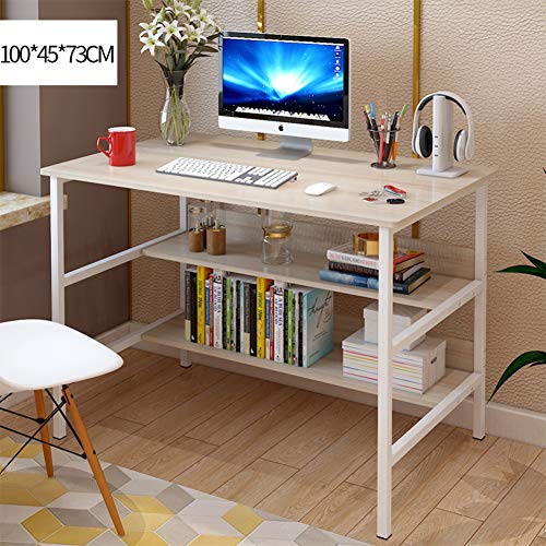 Bureau ordinateur portable compact en bois d'érable table rangement double couche AKT - 3