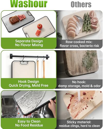 Image of Non Toxic Titanium Cutting Board for Kitchen, Food Grade Titanium Cutting Boards 2 in 1 Double Sides, Non Slip Cutting Mat (18 inchx16 inch + 16 inchx11 inch)