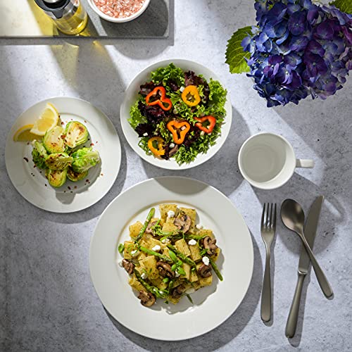 Image of Gibson Home Amelia Court Porcelain Chip and Scratch Resistant Dinnerware Set, Service for 4 (16pcs), White (Round)