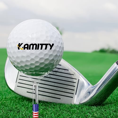 Kamitty Golf Tees Plastic, Unbreakable Golf Tee 3 1/4\" Pack of 50/80 with Big Cup & 8 Prongs, Reduces Friction & Side Spin, Multiple Colors Long Golf Tees Bulk, American USA Flag (USA Flag 50 Pack)