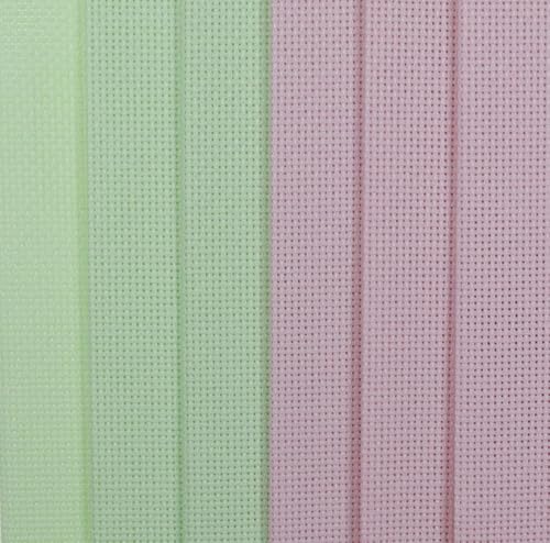 Image of KCS 4 /6 pc of 12 inch x 18 inch(30cmx45cm) 18CT Counted Cotton Aida Cloth Cross Stitch Fabric (6 pc,Pink+Light Green)