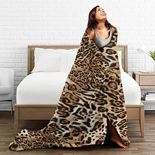 Leopard Print Soft Blanket All Season Fuzzy Throw Warm Lightweight Blanket Flannel Blankets Fleece Throws For Bed Sofa Couch Travel Home Living Room Decor 80"X60" #TOP2