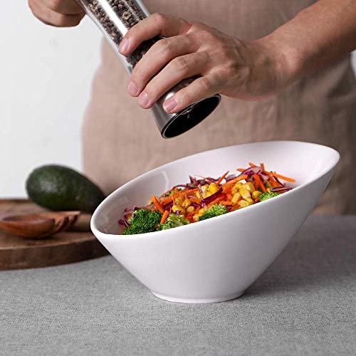 Dowan Salad Bowls, 2 Packs Ceramic Serving Bowls Large, 26Oz White Pasta Bowls, Ceramic Angled Bowls For Salad, Pasta, Soup, Fruit, Rice, Ideal For Home And Restaurant, House-Warming Gifts #TOP1
