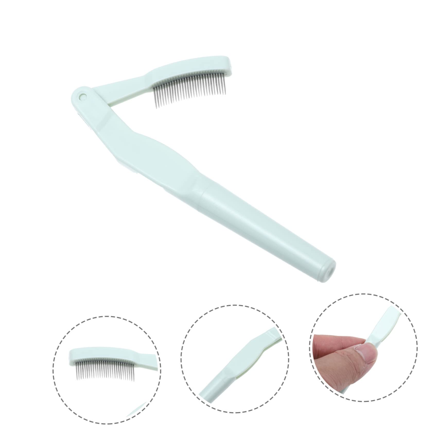 SHERCHPRY Brow Eyelash Comb Protective Case Stainless Steel Lash Brush for Travel Random Color