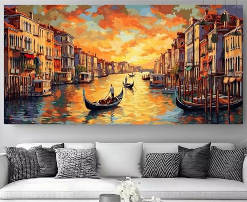 Tableau strass diamant Venise 60x120cm, idée cadeau créatif
