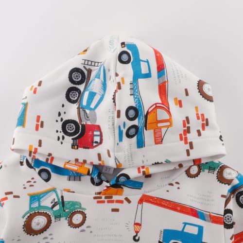 Image of Akyzic Baby Boys Dinosaurs Hoodie Boys Shark Pullover with Pocket Kids Truck Warm Sweatshirt Sweater